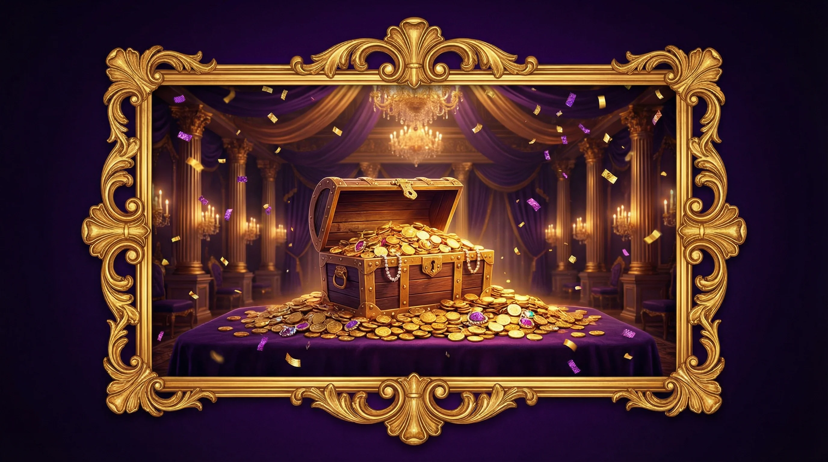 Cofre del tesoro con monedas doradas representando bonos de casino