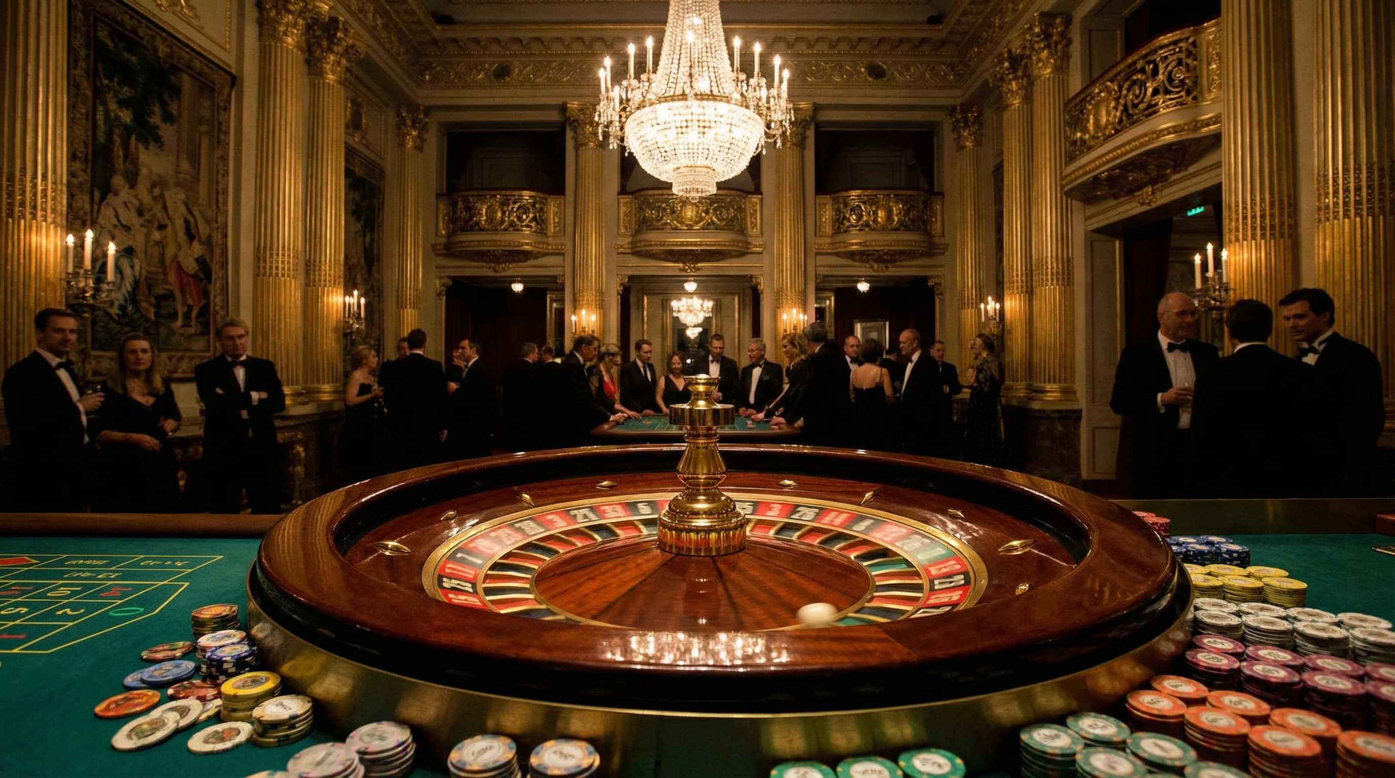 Ruleta de casino girando con bola en movimiento