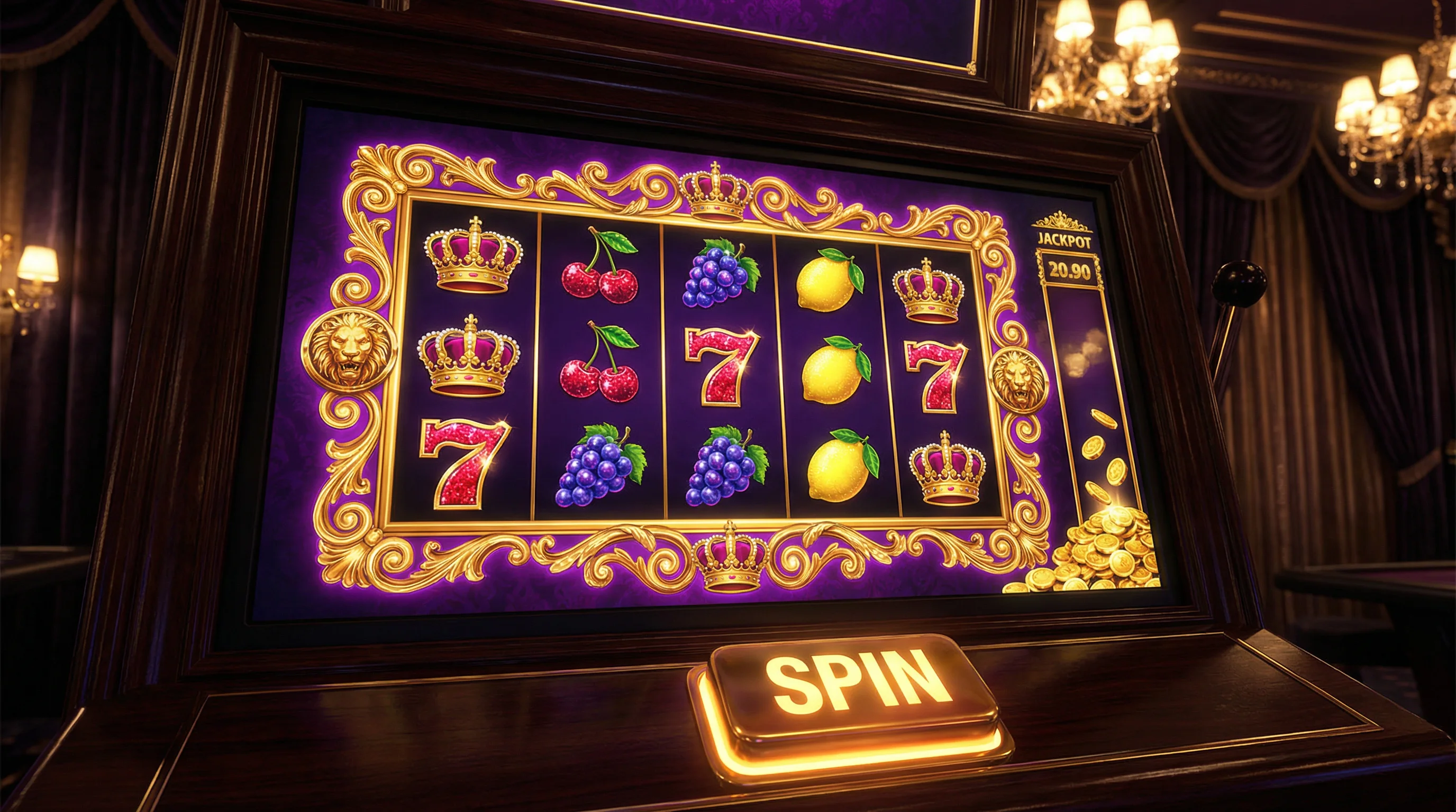 Tragamonedas con tema de palacio dorado